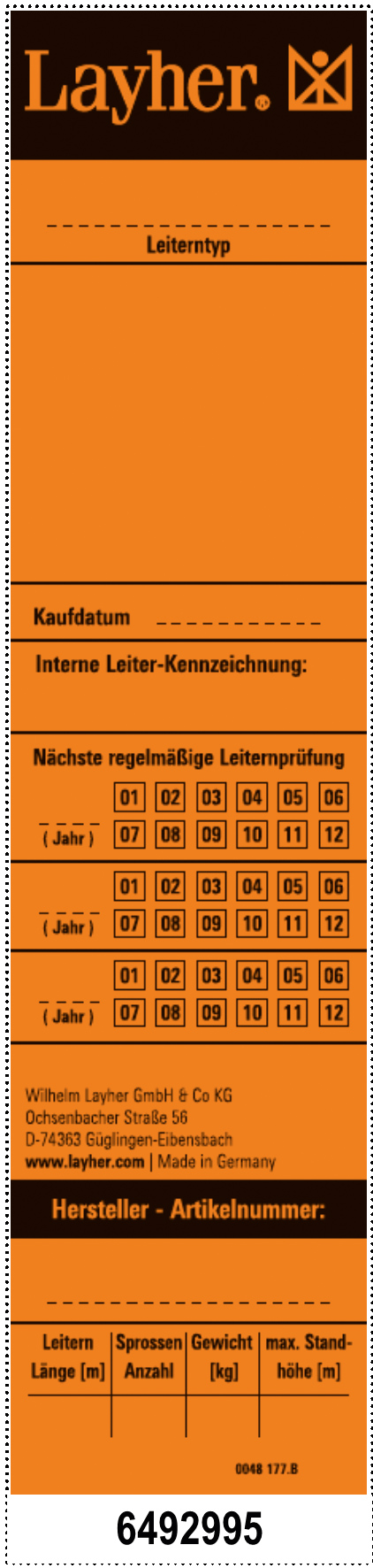 Layher Universal-Leiternetikett