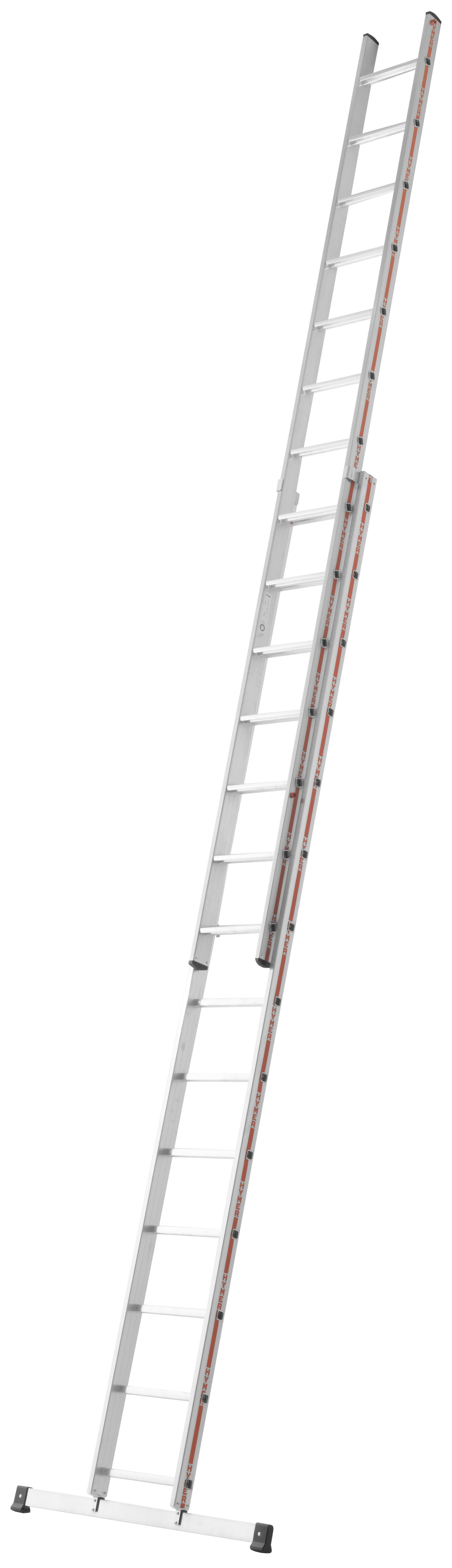 Hymer Schiebeleiter Alu 2x14 Stufen-Sprossenkombination Aluminium-Leiter mit Traverse (HY-484628) Bild-01
