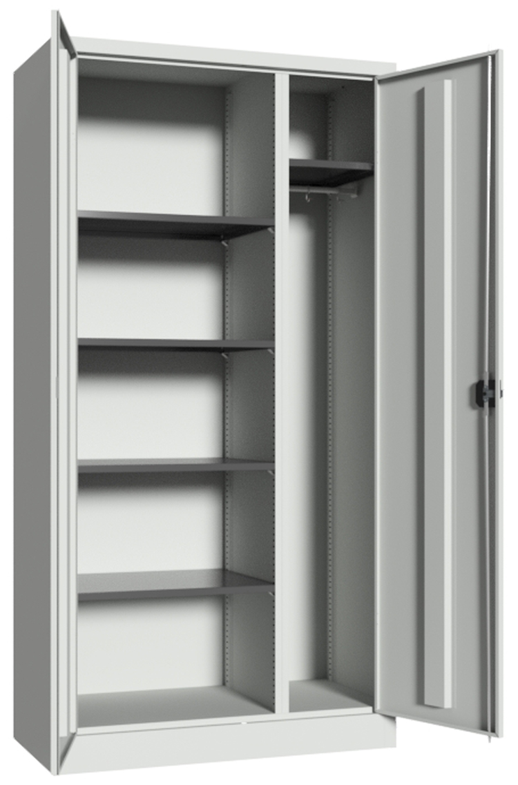 Pavoy Putzmittelschrank mit Vollblechtüren - 1,95 m Höhe Stahlschrank mit Fachböden und Kleiderstange - in verschiedenen Ausführungen (PA-C-31313-100-400-735) Bild-01