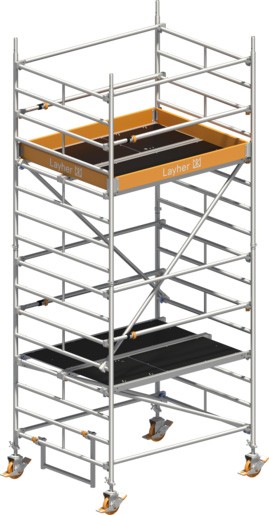 Fahrgerüst Layher Uni Kompakt P2 hawego 1415003 mit Telegeländer - Arbeitshöhe 5,20 m  (LS-1415003-H) Bild-02