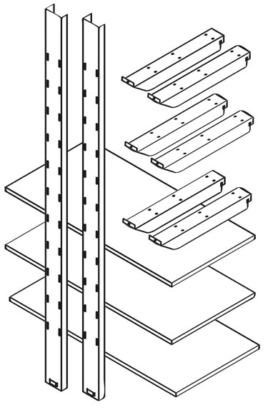 FLADAFI Lagerregal für Materialcontainer MC | MC Kombi | RB - 1 m breit mit 3 Ebenen  Regal mit 3 Fachböden je 120 kg Traglast - Fachbodenregal für alle Container der Serie MC | MC Kombi (SB-F1190) Bild-01