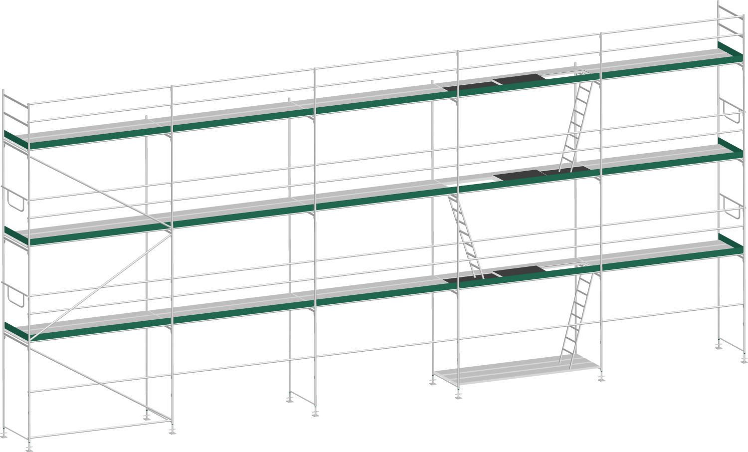 MJ Gerüst UNI 70 Stahl mit Stahlboden 103 m² - 12,50 x 8,20 m