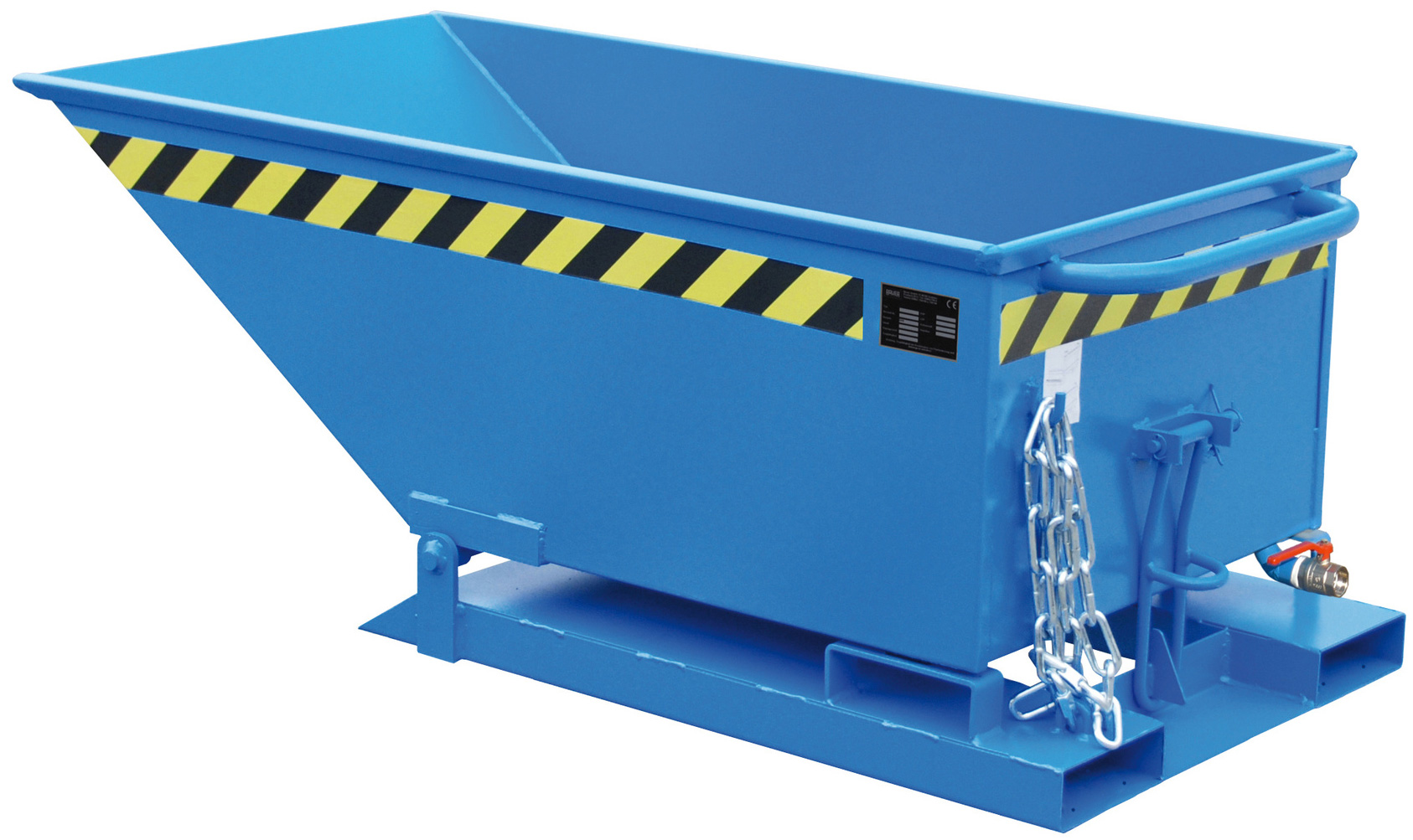 Bauer Muldenkipper SKN-250 - RAL 5012 Kippmulde 250 Liter für Stapler mit Ablasshahn - Schuttmulde lichtblau pulverbeschichtet (BA-4541-13-0000-3) Bild-01