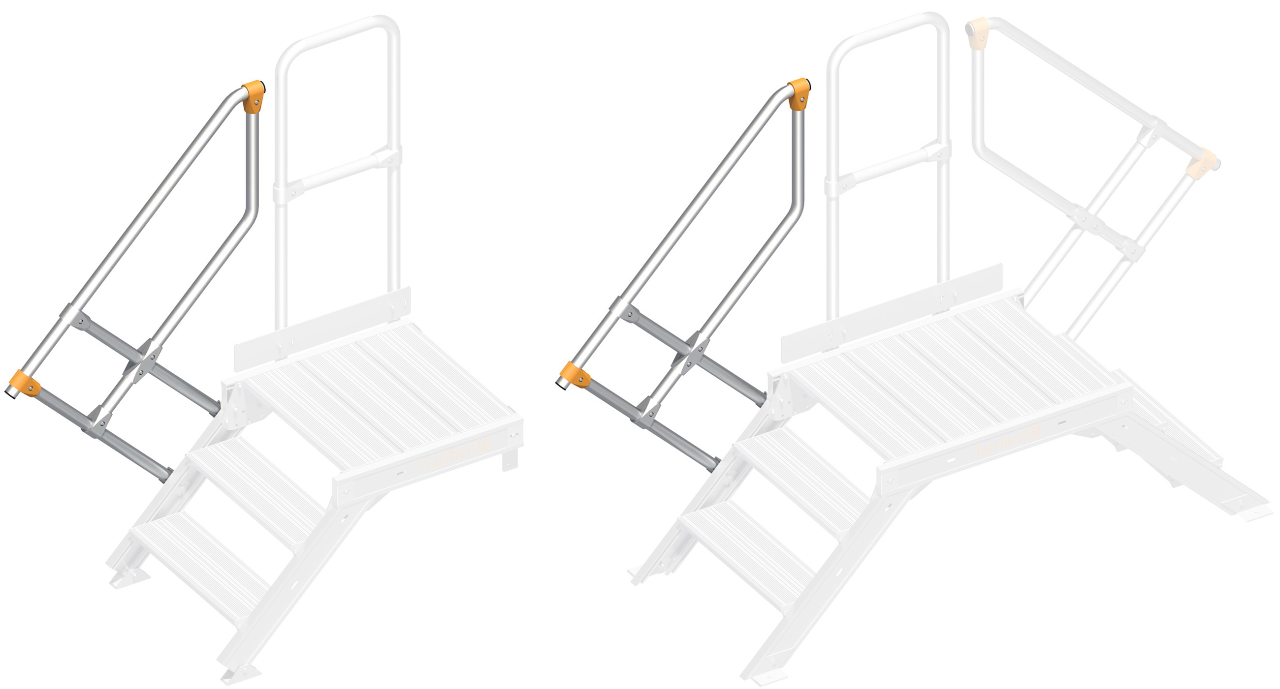 Layher Handlauf Plattformtreppe | Überstieg 45° 3 Stufen