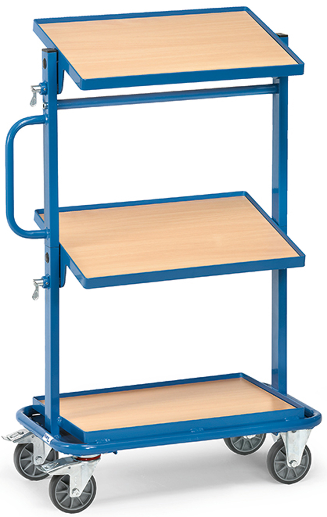 Fetra Beistellwagen mit verstellbaren Holzplattformen 605 x 405 mm