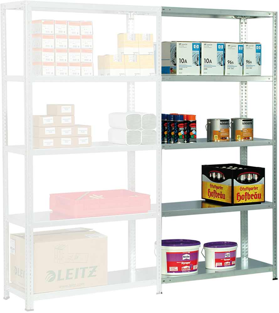 Regalwerk RUDI Schraubregal 250|5 Anbauregal 2000 x 875 x 300 mm Fachlast 250 kg | mit 5 Stahlfachböden (RW-B5-22509-30) Bild-01