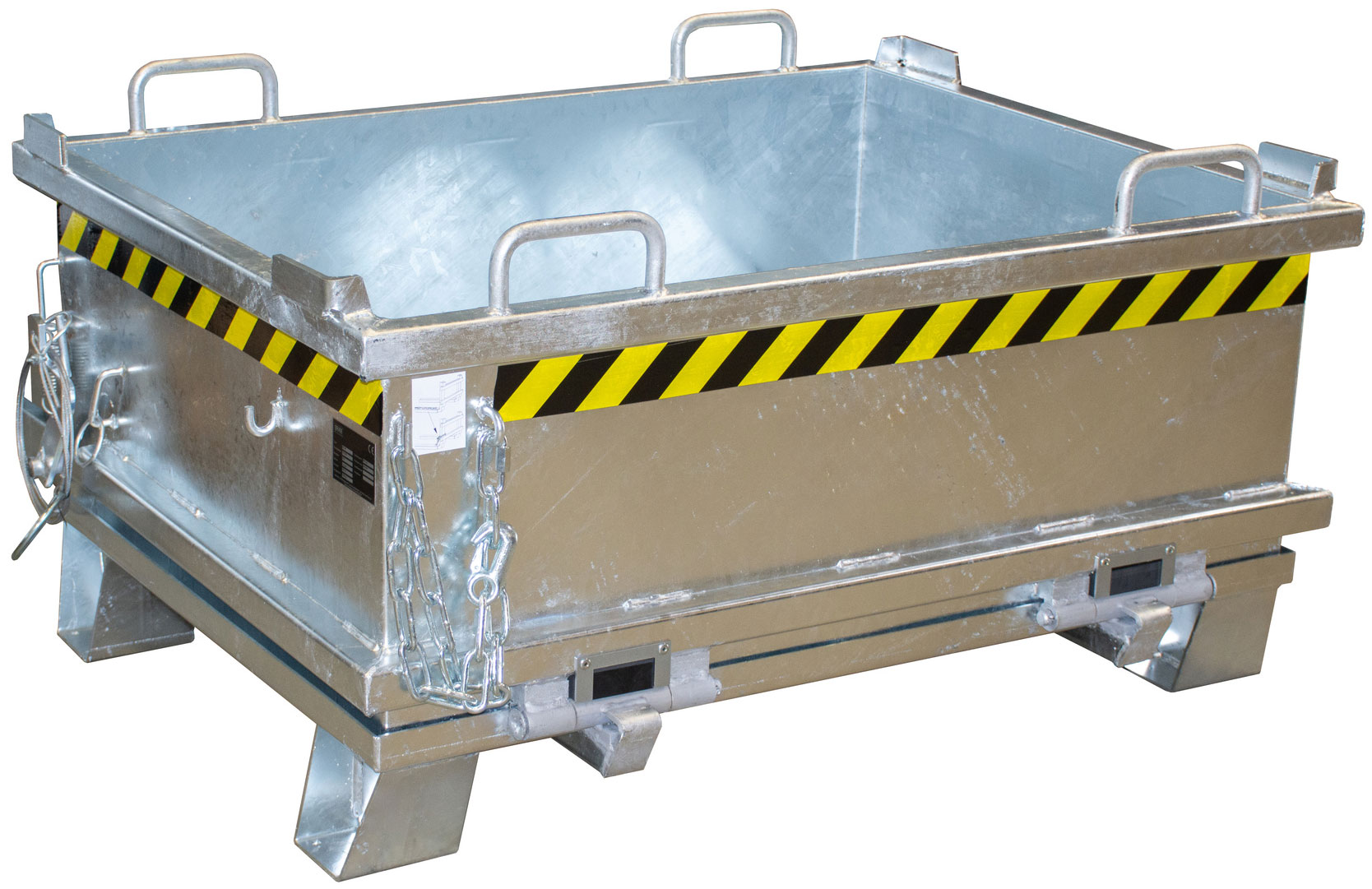 Bauer Klappbodenbehälter SB-500 - verzinkt Transportbehälter 500 Liter für Stapler - Container mit Klappboden Stahl verzinkt (BA-4417-13-0000-7) Bild-01