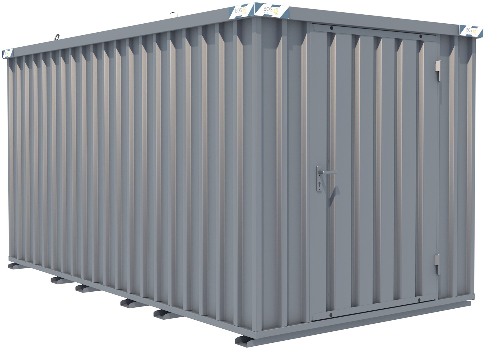 BOS Schnellbaucontainer 4100 x 2100 x 2100 mm - 1-flügelige Tür auf 2 m Seite Lagercontainer mit Tür 1150 x 1890 mm - Materialcontainer 4x2 m Serie SC3000+ unmontiert (BOS-SC3000-4x2-SE) Bild-01