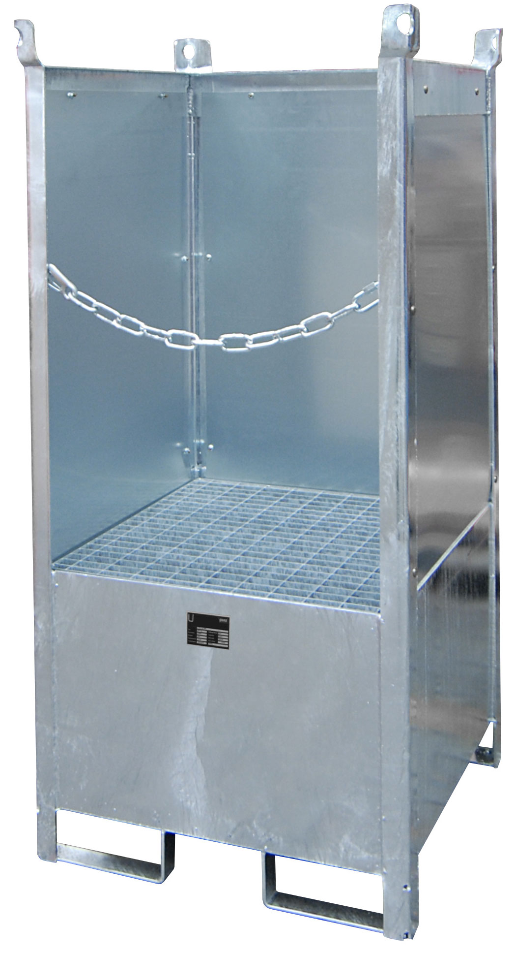 Bauer Fass-Stapelpalette Stahl FSP-1|G - verzinkt Transportgestell verzinkt mit Auffangwanne und Spritzschutzwand - Stapelgestell für 1 Fass 200 Liter (BA-4442-09-0000-7) Bild-01