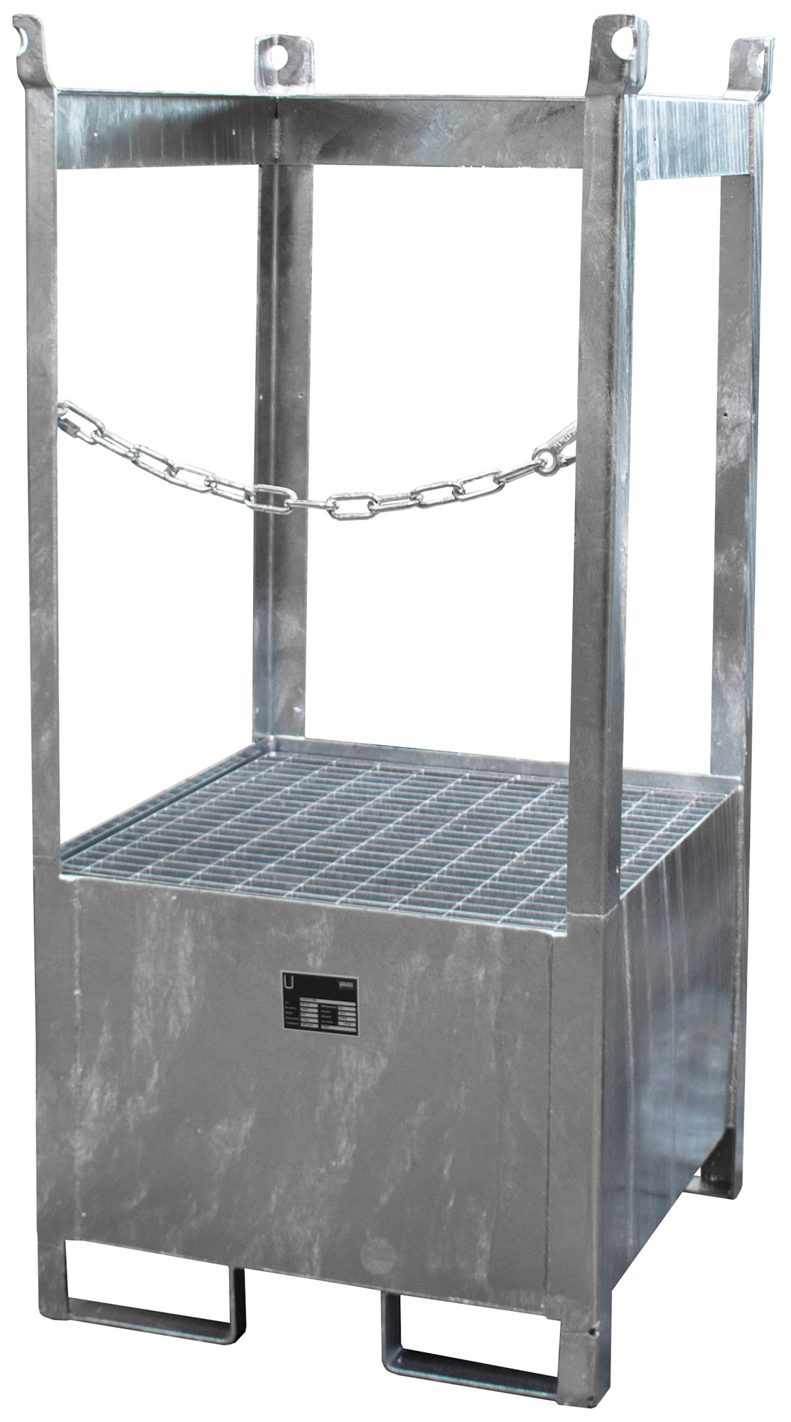 Bauer Fass-Stapelpalette Stahl FSP 1 - verzinkt Transportgestell verzinkt mit Auffangwanne seitlich geöffnet - Stapelgestell für 1 Fass 200 Liter (BA-4442-03-0000-7) Bild-01