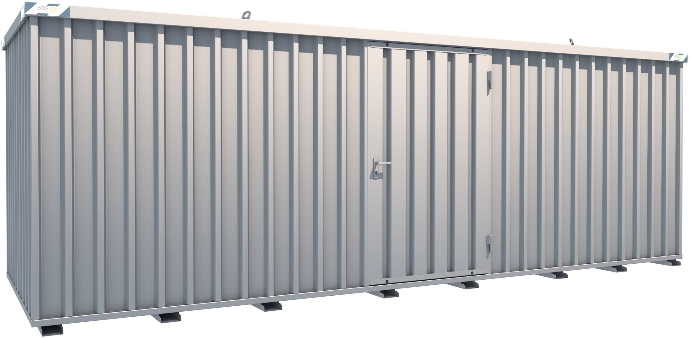 BOS Schnellbaucontainer 6100 x 2100 x 2100 mm - 1-flügelige Tür auf 6 m Seite Lagercontainer mit Tür 1150 x 1890 mm - Materialcontainer 6x2 m Serie SC3000+ unmontiert (BOS-SC3000-6x2-LE) Bild-01