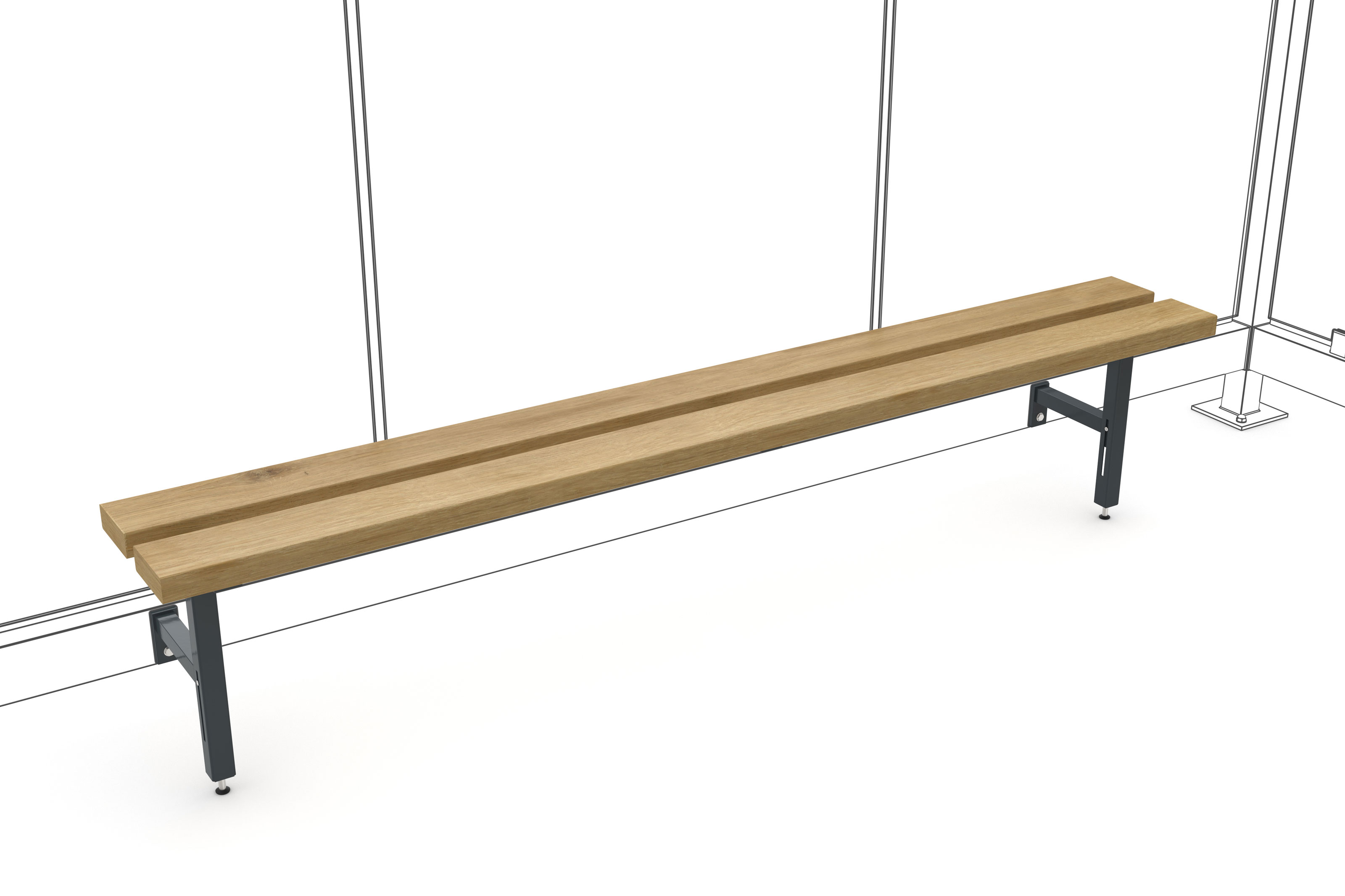 WSM Überdachung Design-Sitzbank RelaxNature II - 3 Sitzplätze PM - RAL 7016 Holzbank mit Stahlgestell pulverbeschichtet anthrazitgrau | 2000 mm Länge - ortsfest zur Pfostenmontage (WSM-123000102) Bild-01