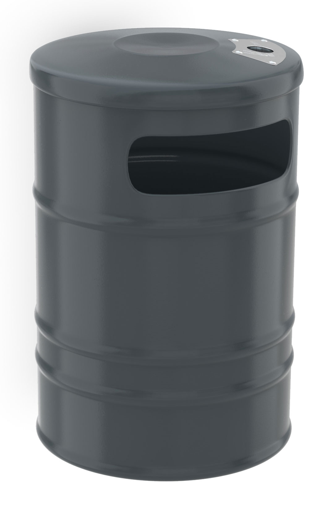 WSM Überdachung Abfallsammler Janus PM - 40 Liter - RAL 7016 Abfallbehälter rund Stahl pulverbeschichtet anthrazitgrau | mit Dreikantverschluss und Ascher - gebunden ortsfest zur Pfostenmontage (WSM-106100356) Bild-01