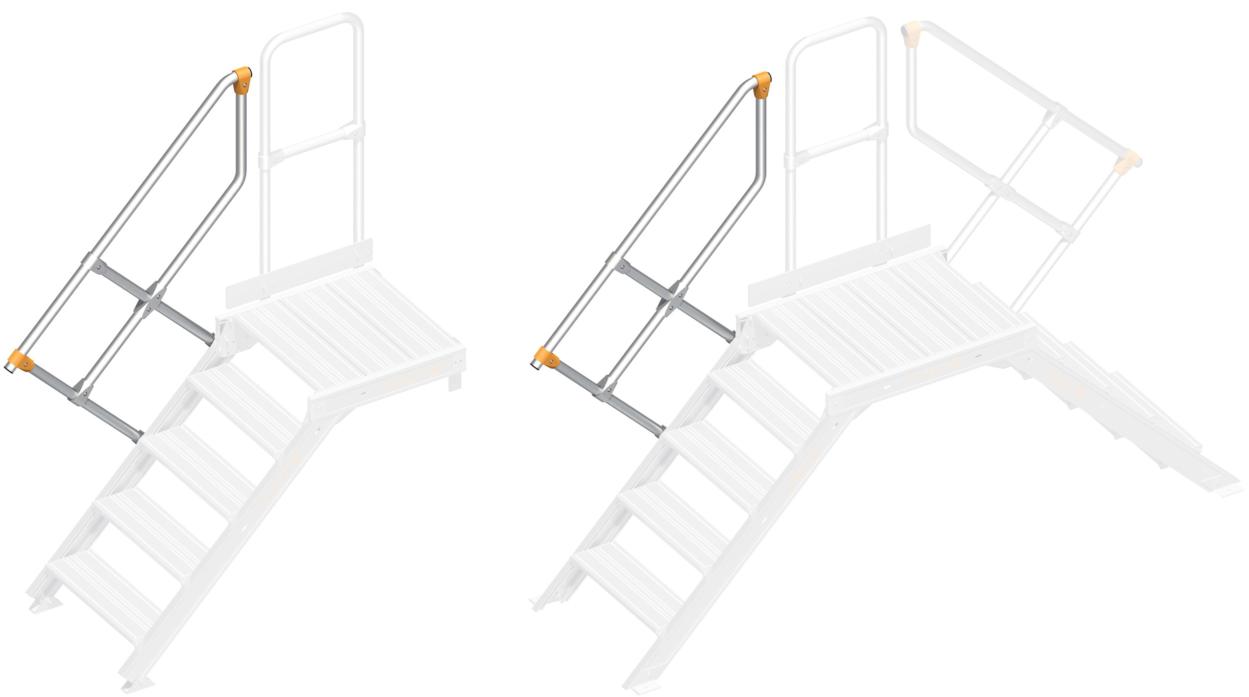 Layher Handlauf Plattformtreppe | Überstieg 45° 5 Stufen