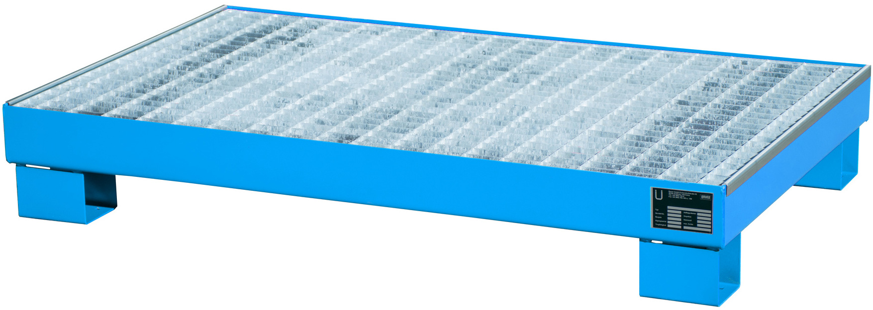 Bauer Auffangwanne Stahl AW 60-3|M - RAL 5012 Gefahrstoffwanne lichtblau pulverbeschichtet mit Gitterrost - Stahlwanne mit 74 Liter Auffangvolumen (BA-4471-58-0000-3) Bild-01
