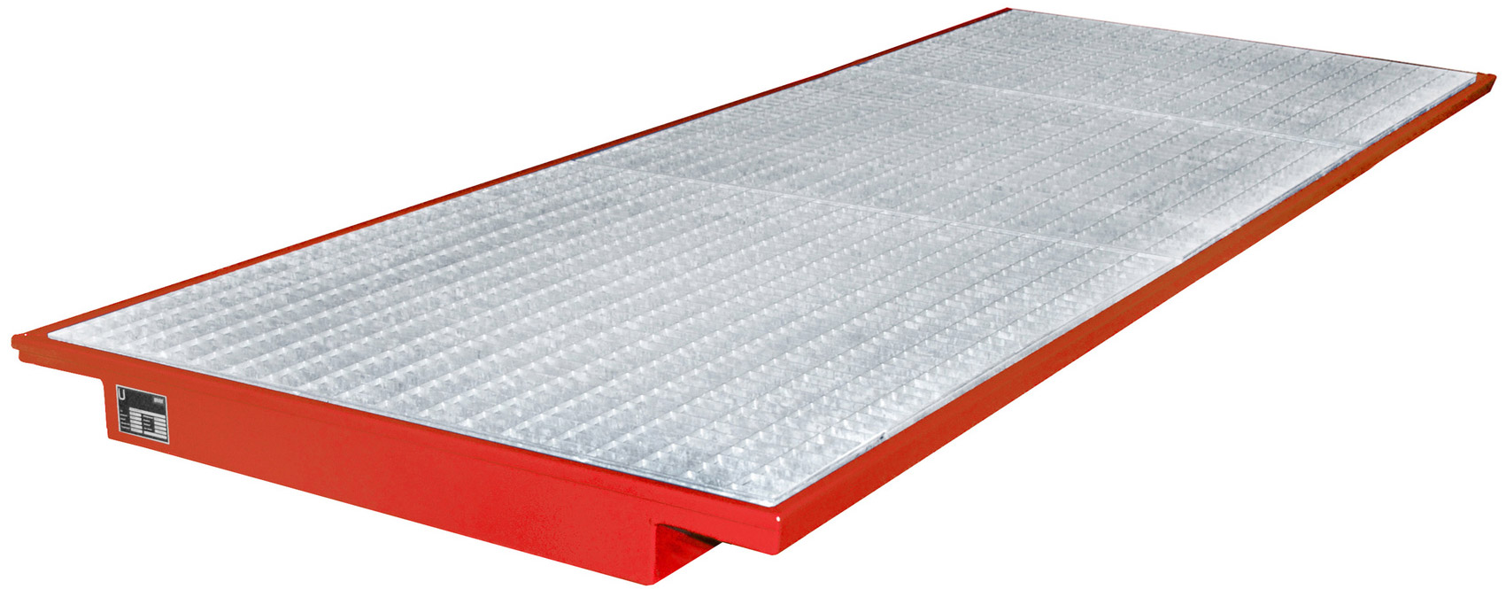 Bauer Regal-Einhängewanne Stahl EHW 3600 - RAL 3000 Auffangbehälter einhängbar mit Gitterrost für Regalfeldlänge 3600 mm - Stahlwanne feuerrot pulverbeschichtet mit 260 Liter Auffangvolumen (BA-4518-85-0000-2) Bild-01
