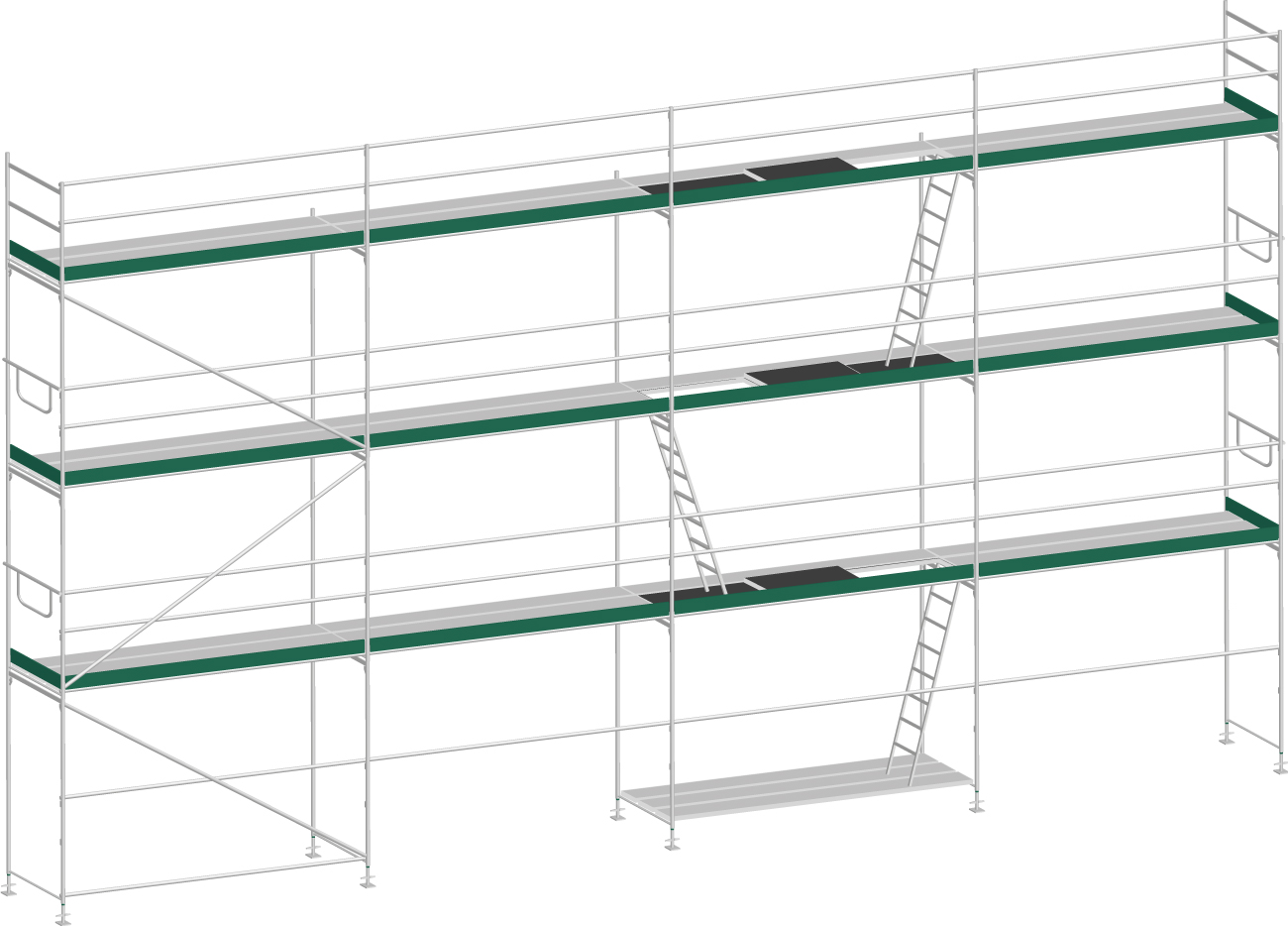 MJ Gerüst UNI 70 Aluminium mit Aluboden 98 m² - 12,00 x 8,20 m
