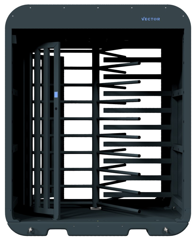 Schake Vector V-Turnstile-Guard tiefschwarz - mechanisch Drehkreuztunnel mobil zur Geländesicherung - RAL 9002 pulverbeschichtet - Bedienung mechanisch (SK-VPDT22SMO0345) Bild-01