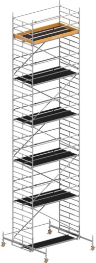 Fahrgerüst Layher Uni Breit P2 hawego 1412110 mit Telegeländer - Arbeitshöhe 12,38 m fahrbares Gerüst mit Diagonal-Optimierung - Fahrgerüst Sicherheitsaufbau P2 mit Fahrbalken (LS-1412110-H) Bild-01