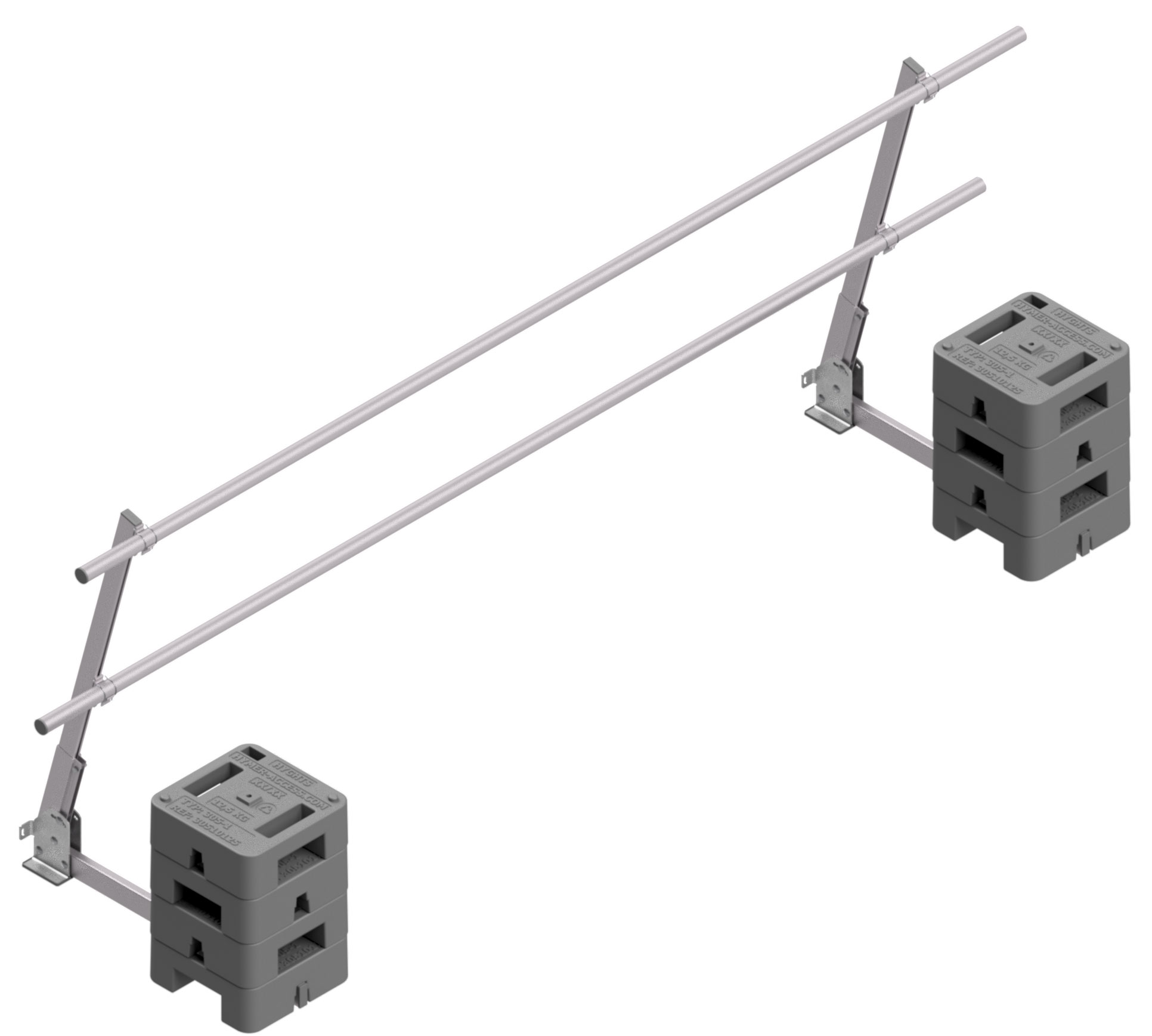 Hymer HYGHTS Flachdach Geländersystem neigbar mit kurzem Ausleger - 3,00 m Flachdachseitenschutz-Komplettset Alu-Edelstahl | mobile Absturzsicherung verstellbar -5° bis 30° mit Auslegerlänge 0,84 m (HY-30512303) Bild-01