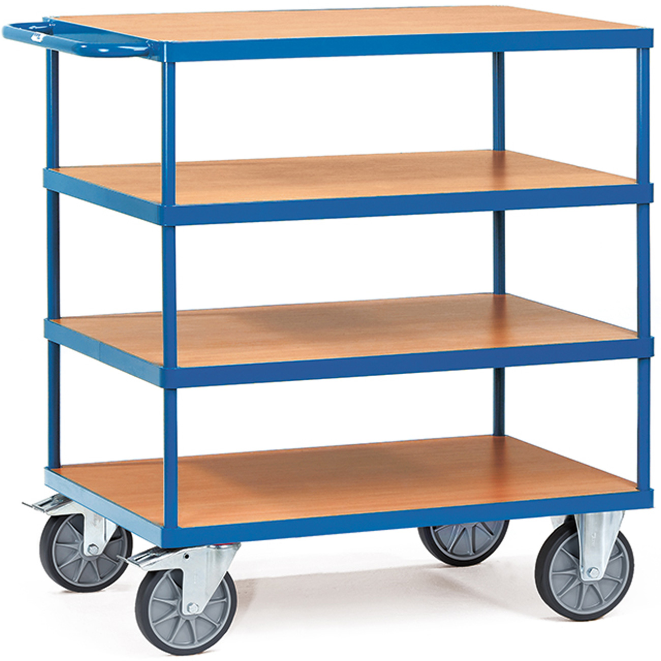 Fetra Tischwagen schwer mit vier Holzplattformen 1200 x 800 mm