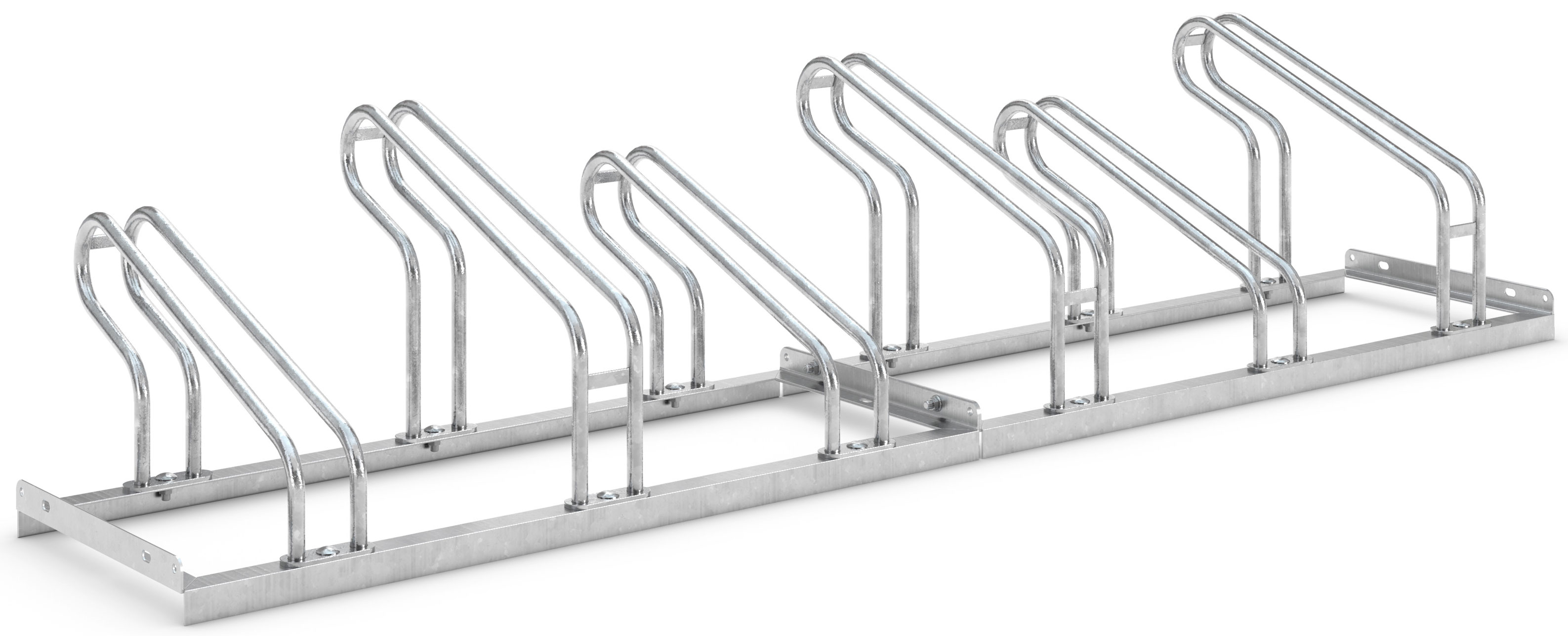 WSM Fahrradständer Bügelparker 2056 Stahl - 6 Einstellplätze Fahrradparker einseitig befahrbar schmal - Radabstand 350 mm - Bügelparker Stahl verzinkt  (WSM-105700015) Bild-01