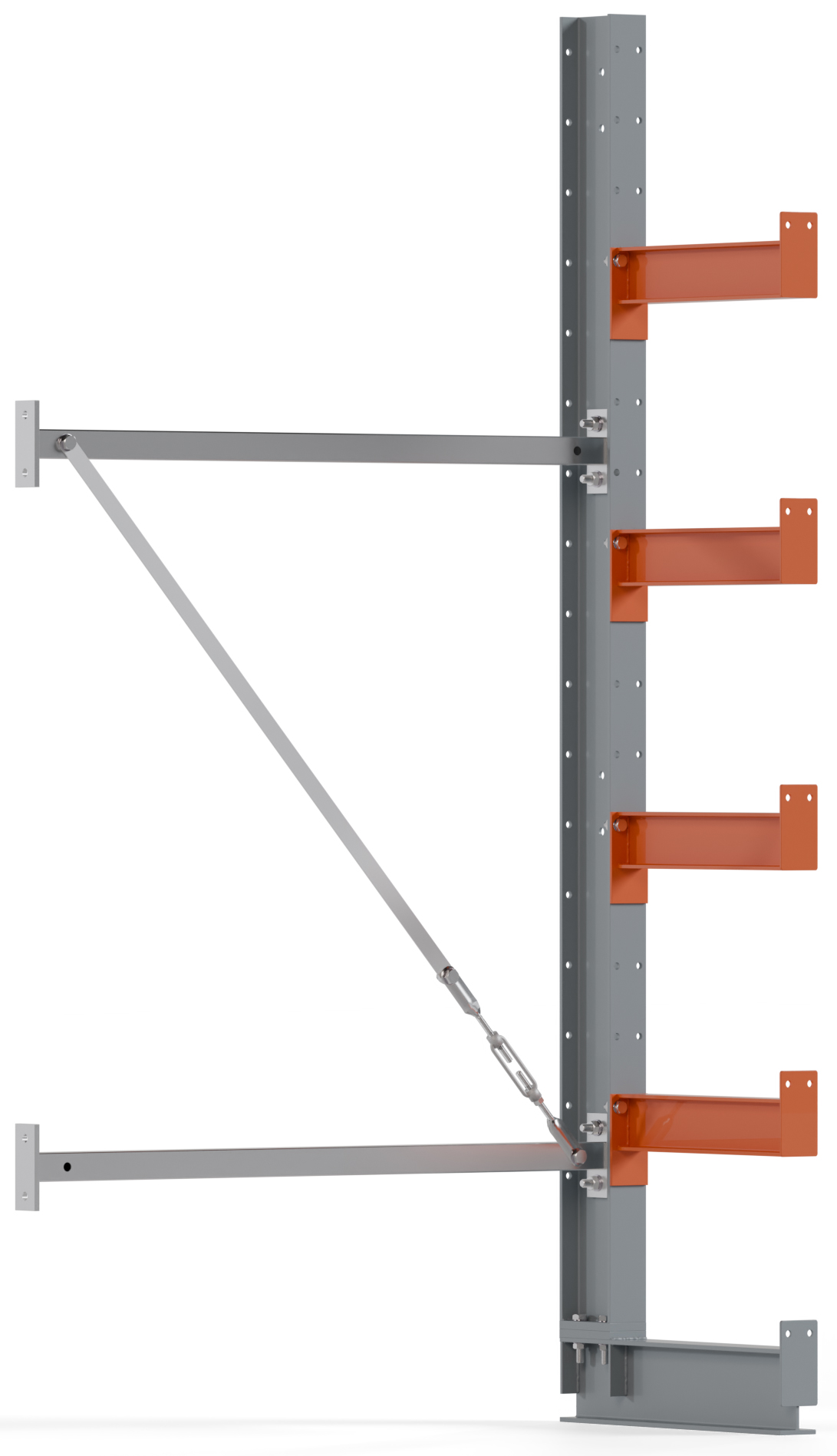 Regalwerk KARL BASIC 2600 Kragarmregal einseitig Anbaufeld 2000 x 1000 x 400 mm Lagerregal mit Kragarmlast 1100 kg | Ständerlast 2600 kg - 5 Ebenen | Kragarme frei verstellbar (RW-B6-50101-40) Bild-01