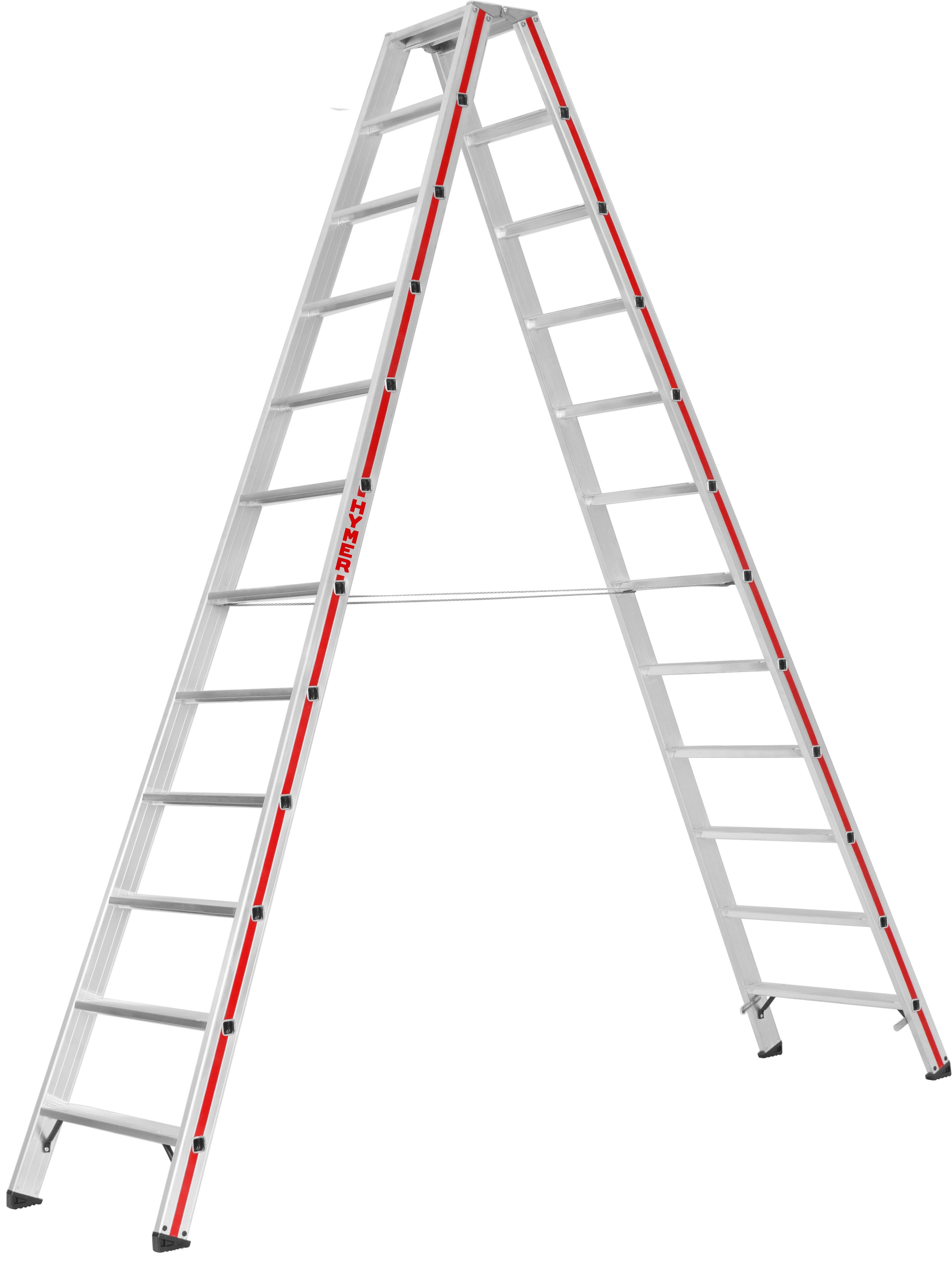Hymer Stehleiter SC 80 Alu 2x12 Stufen Leiter beidseitig begehbar - Profiprogramm (HY-802424) Bild-01
