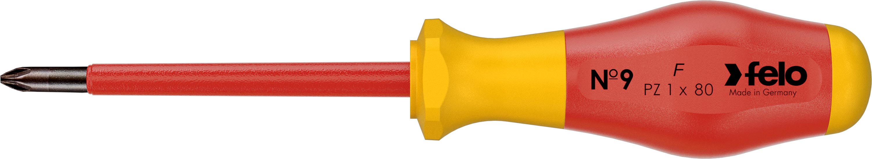 Felo Schraubendreher No9 VDE 915 Kreuzschlitz PZ 1 x 80 mm Kreuzschlitz-Schraubendreher Pozidriv | Schraubenzieher mit 2K-Griff - Serie No9 (FL-91510290) Bild-01