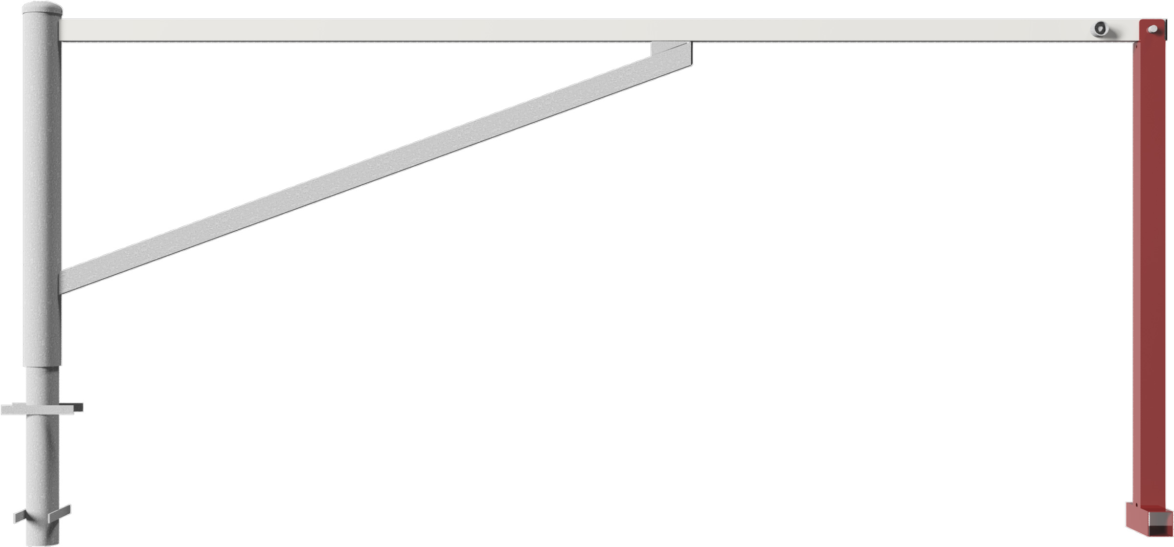 Schake Drehschranke mit 2 Auflagestützen - Schrankenbaum 60 x 40 mm OED verzinkt - 3000 mm
