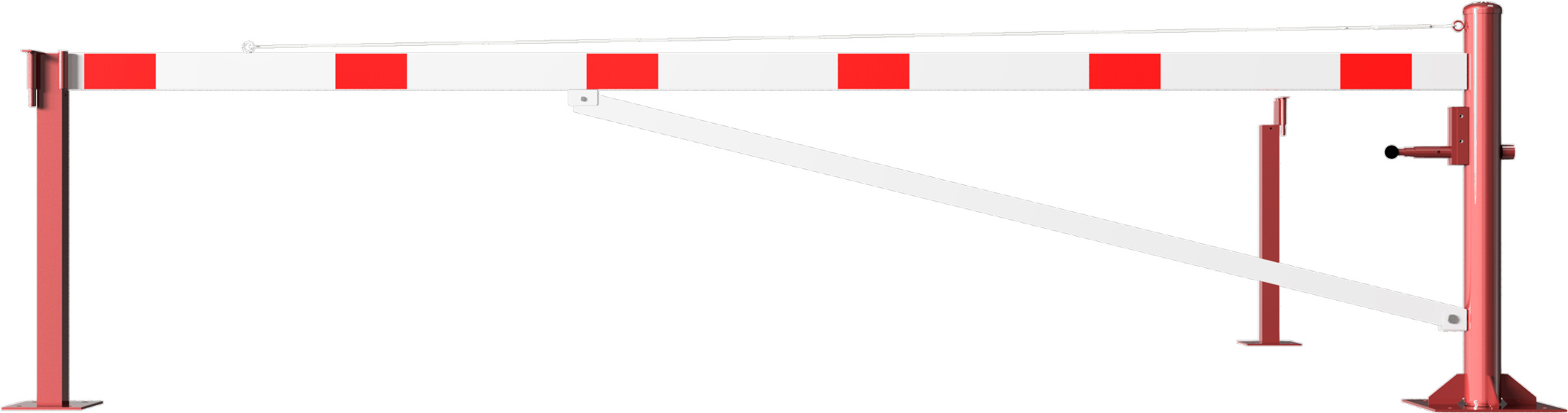 Schake Drehschranke mit Auflagestütze - Schrankenbaum 100 x 50 mm ODV weiß | rot - 4000 mm