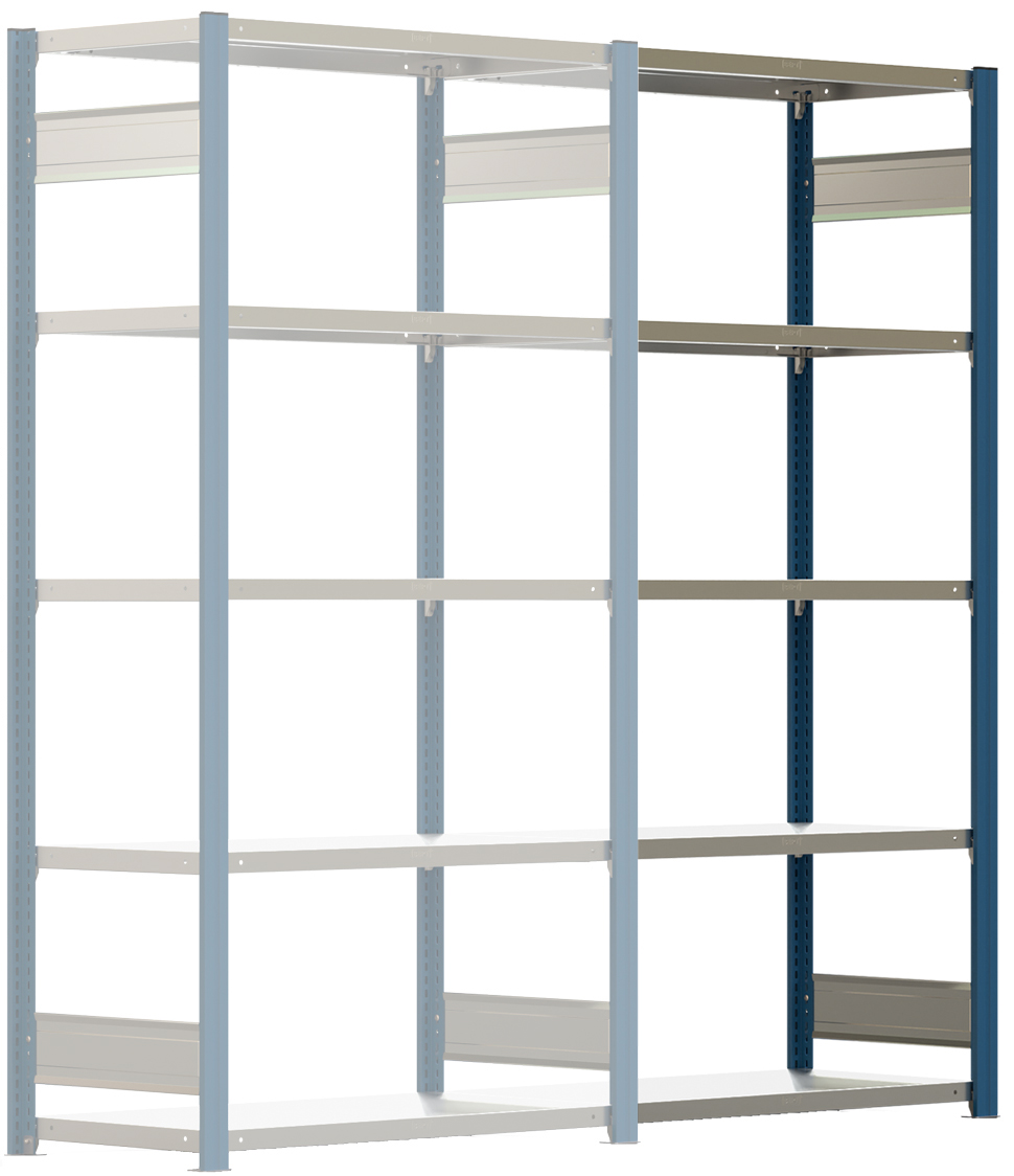 Regalwerk BERT Lagerregal 150|6 Anbaufeld 2500 x 1005 x 500 mm - RAL 5010 Regal mit Kreuzdiagonalen - Fachlast 150 kg - 6 Stahlfachböden verzinkt | Regalrahmen enzianblau pulverbeschichtet (RW-B3-43422-50-EB) Bild-01