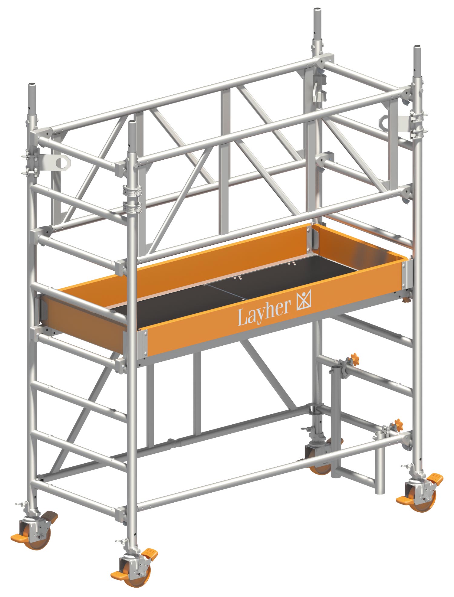 Layher Bewehrungsgerüst fahrbar 1,80 x 0,75 x 2,37 m Fahrbare Schalungsbühne mit Kranösen und Gerüststützen - Sicherheitsaufbau P2 (LS-1408.001) Bild-01