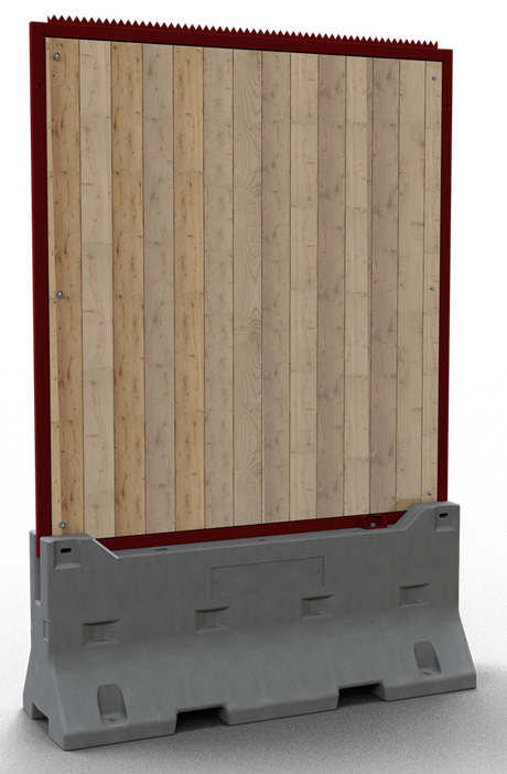 Schake Hochsicherheitszaun-Set Typ Captus Holz - 2,20 x 3,20 m Betonbarriere mit Sicherheitszaun-Element | Fichte/Tanne kesseldruckimprägniert - Stahlrahmen RAL 3003 (SK-3F200-SET4-HSH) Bild-01