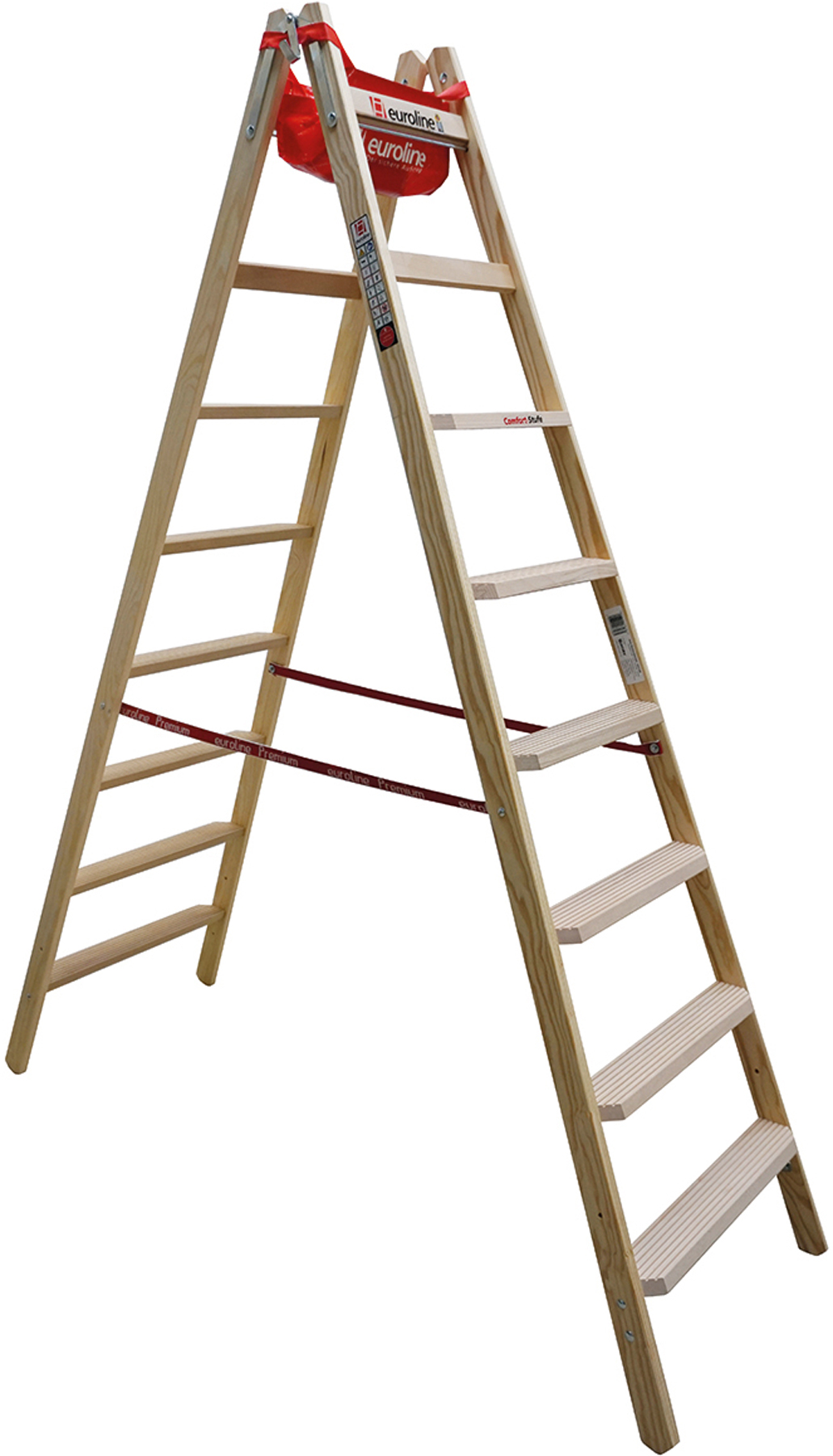 euroline Comfort-Stufenstehleiter Holz 2x8