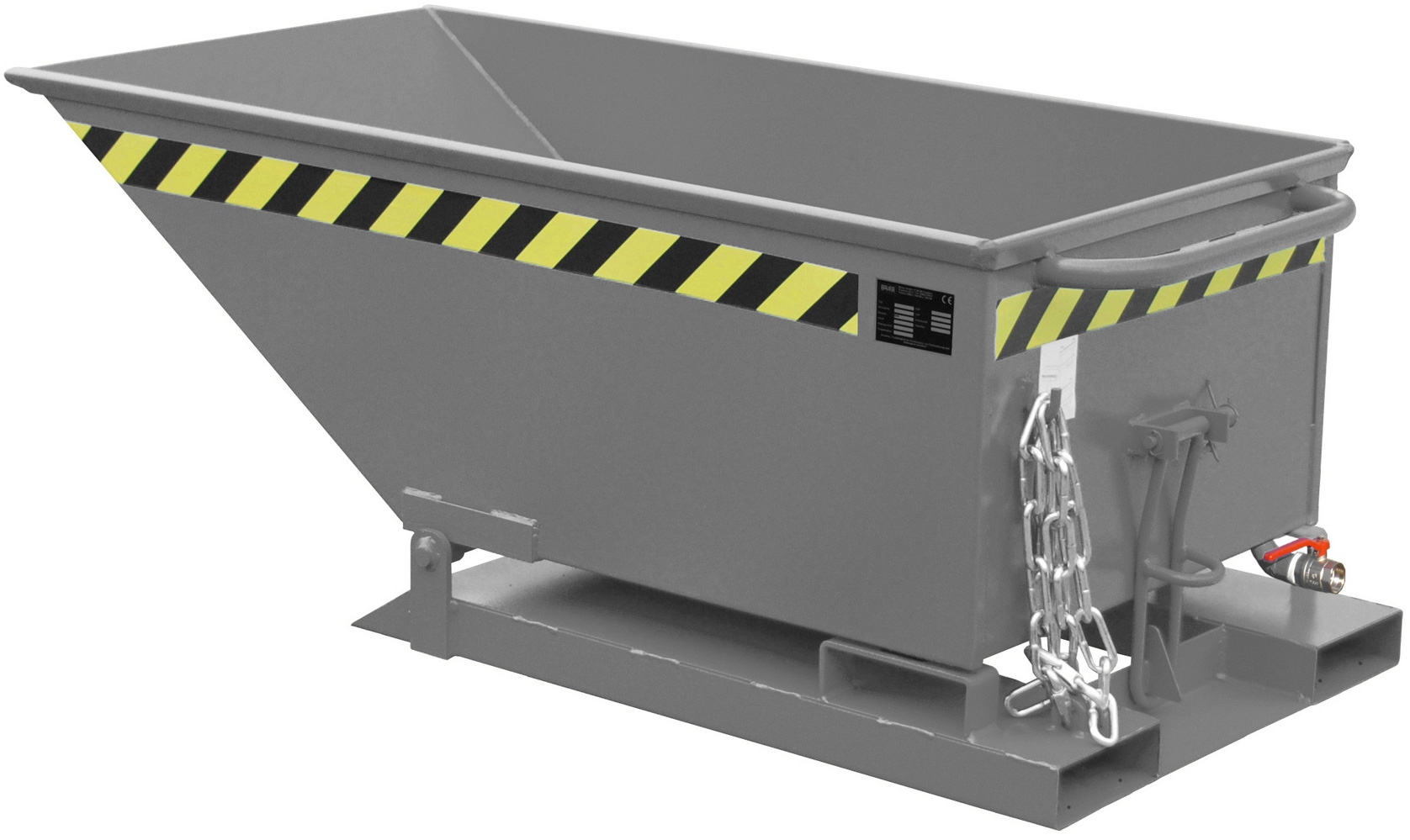 Bauer Muldenkipper SKN-250 - RAL 7005 Kippmulde 250 Liter für Stapler mit Ablasshahn - Schuttmulde mausgrau pulverbeschichtet (BA-4541-13-0000-5) Bild-01