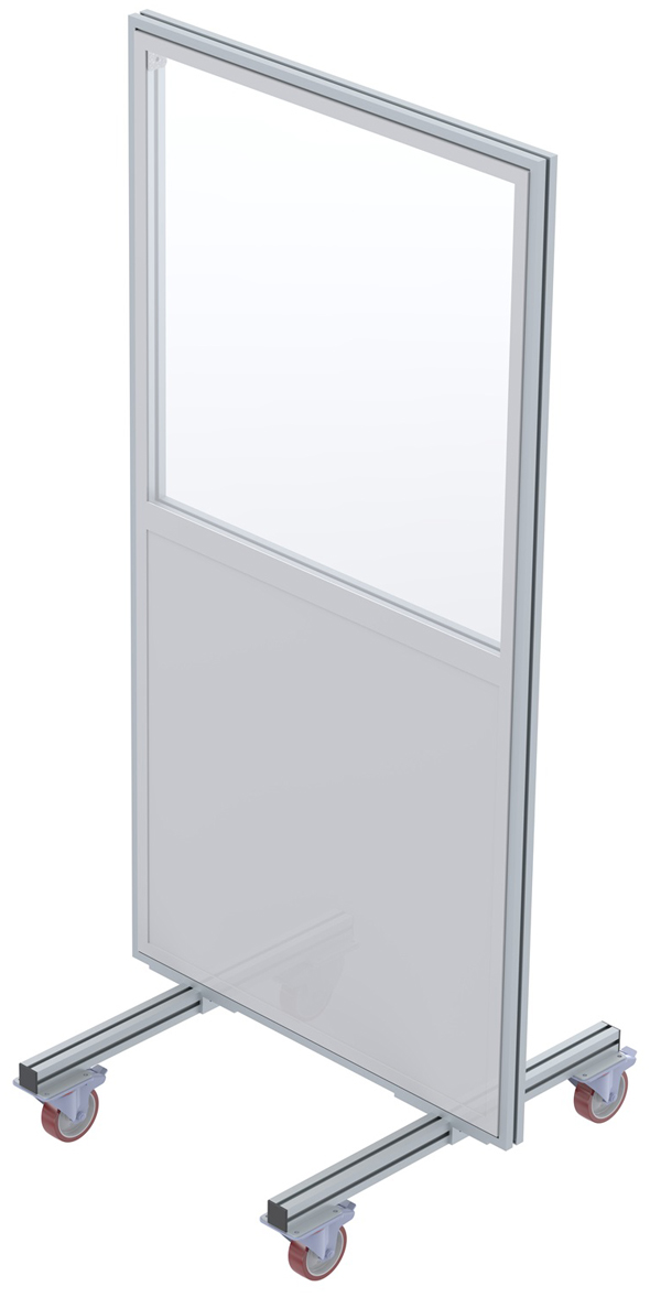 euroline Trennwand 2,00 x 1,00 m - Acrylglas klar | Alu-Vollblech komplett geschlossen