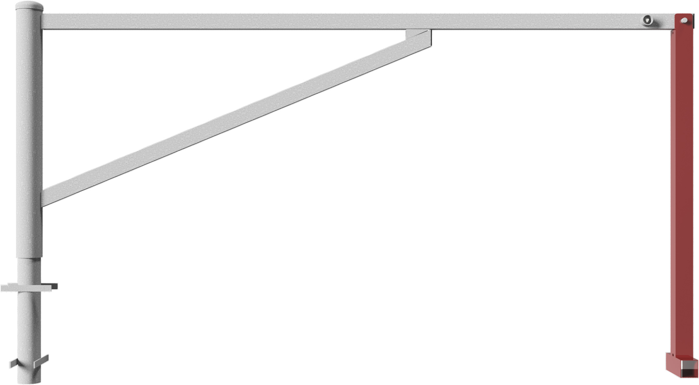 Schake Drehschranke mit 2 Auflagestützen - Schrankenbaum 60 x 40 mm OED verzinkt - 2500 mm