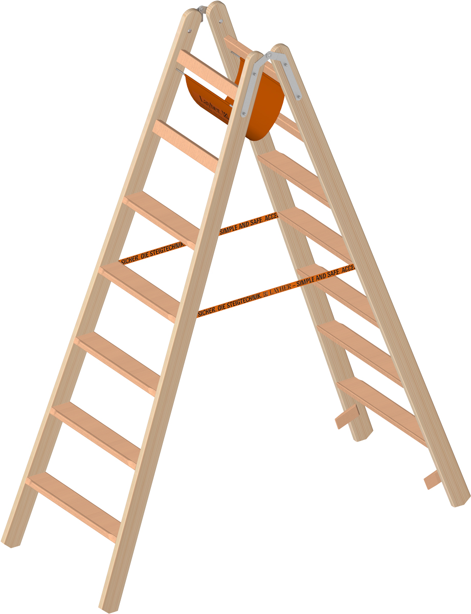 Layher Stehleiter Holz 2 x 7 Stufen