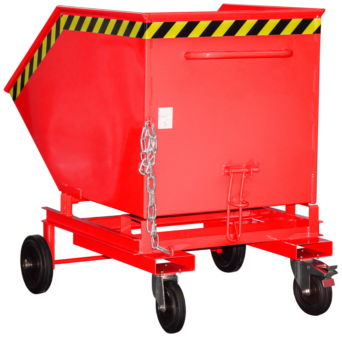 Bauer Kastenwagen KW-ET-600 - RAL 3000 Kippmulde 600 Liter für Stapler mit Lenkrollen - Schuttmulde feuerrot pulverbeschichtet (BA-4438-06-0000-2) Bild-01