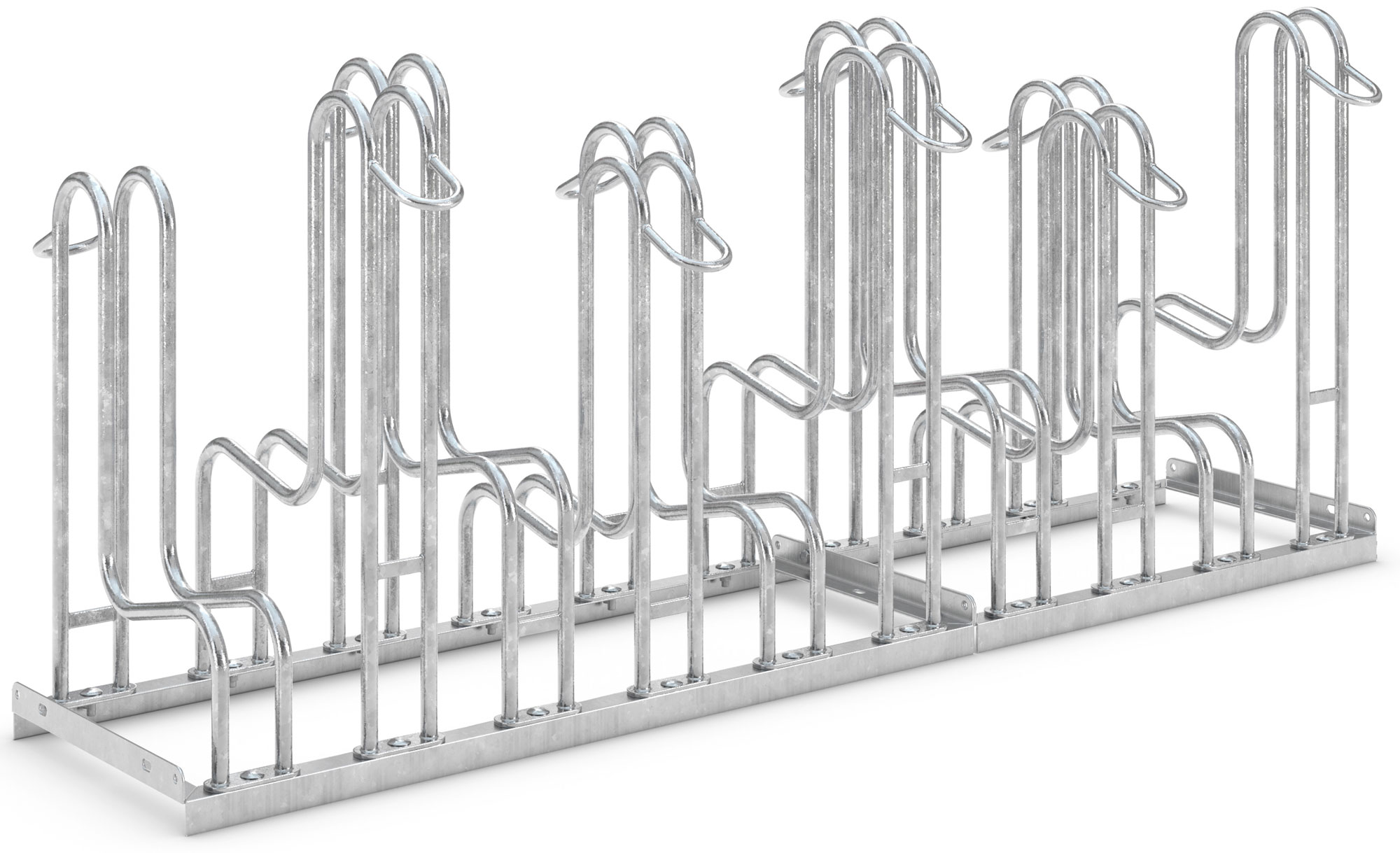 WSM Fahrradständer Standparker 4160 Stahl - 10 Einstellplätze Fahrradparker zweiseitig befahrbar schmal - Radabstand 350 mm - Bügelparker Stahl verzinkt  (WSM-105800020) Bild-01