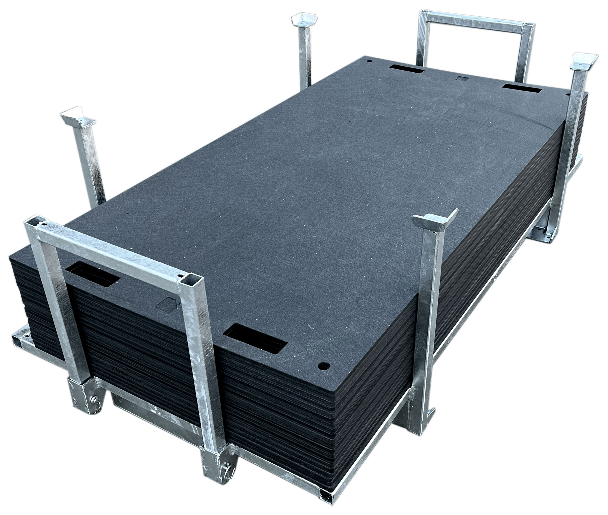 hawego Fahrplatten-Set Standard 15 mm - 40 m² 20 Schutzmatten Standard 2000 x 1000 x 15 mm | Transportbox | 40 Verbindungsklammern (HW-STD-2000-1000-15-RR-SET20) Bild-01