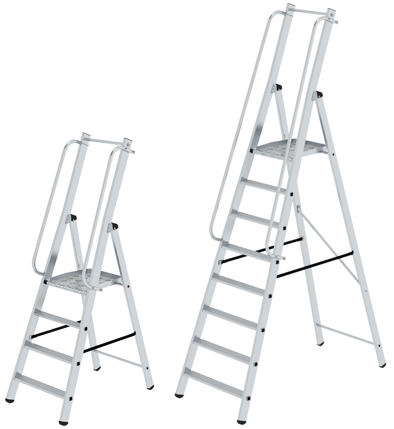 Günzburger Bauleiter Alu 4 - 8 Stufen Leiter mit Handläufen - einseitig begehbar (GB-C-51094) Bild-01
