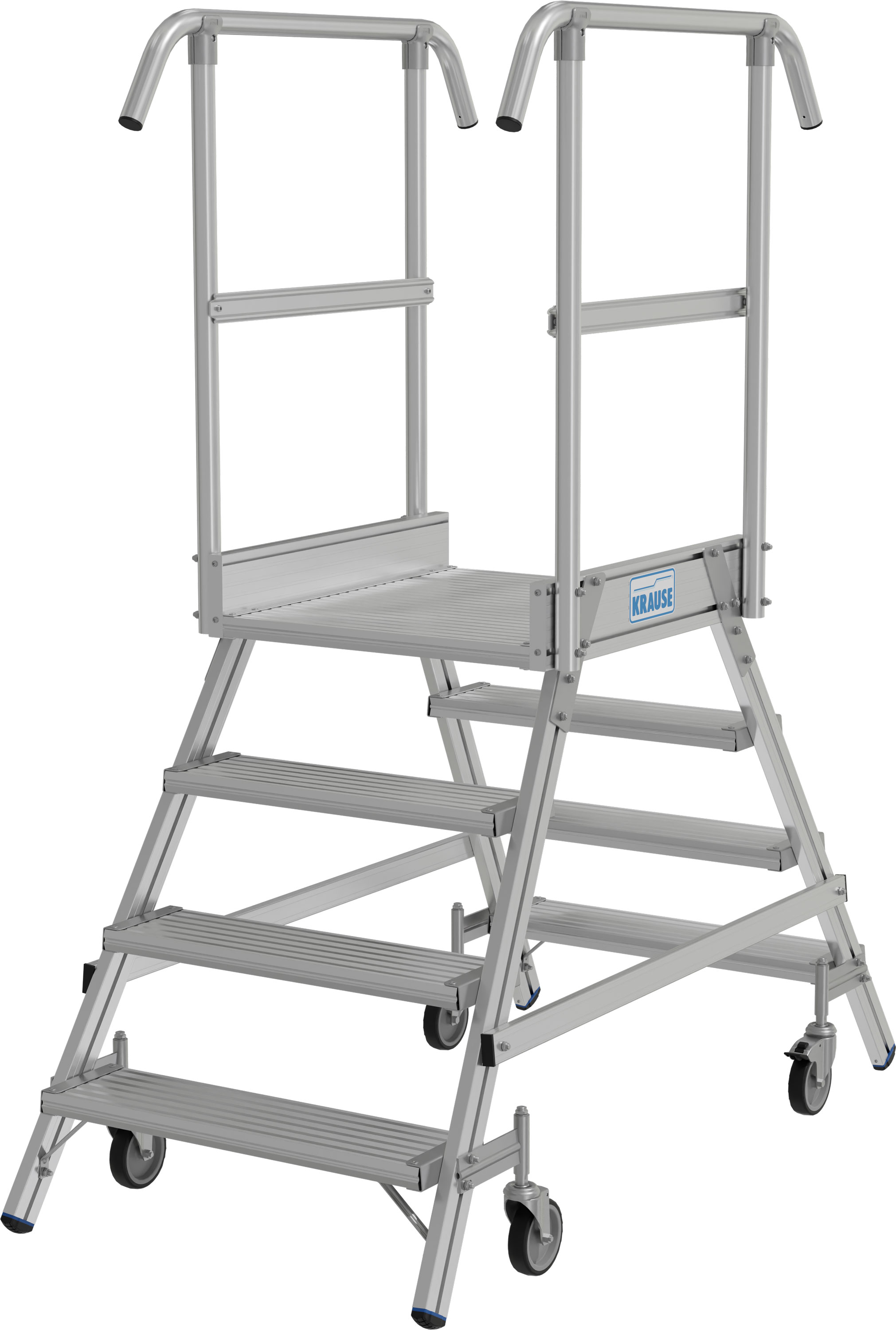 Krause Alu-Podestleiter mit Lenkrollen 2x4 Stufen