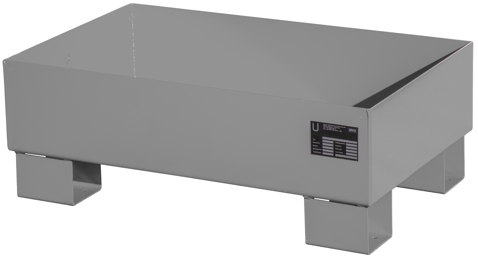 Bauer Auffangwanne Stahl AW 60-1 - RAL 7005 Gefahrstoffwanne mausgrau pulverbeschichtet ohne Gitterrost - Stahlwanne mit 65 Liter Auffangvolumen (BA-4471-52-0000-5) Bild-01