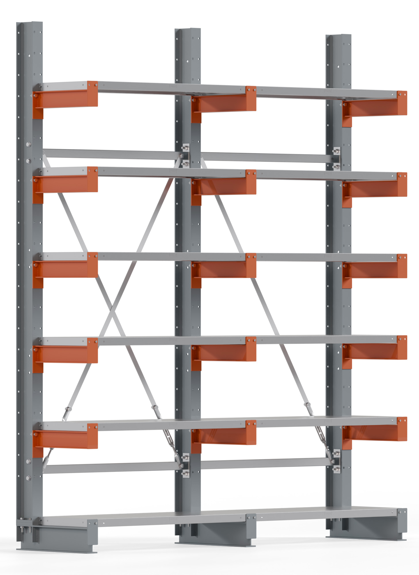 Regalwerk KARL BASIC 2500 Kragarmregal Stahlboden einseitig Komplettset 2500 x 2000 x 400 mm Lagerregal 2 Felder mit Kragarmlast 1100 kg | Ständerlast 2500 kg - 6 Ebenen mit Fachböden | Kragarme frei verstellbar (RW-B6-54200-40-S1) Bild-01