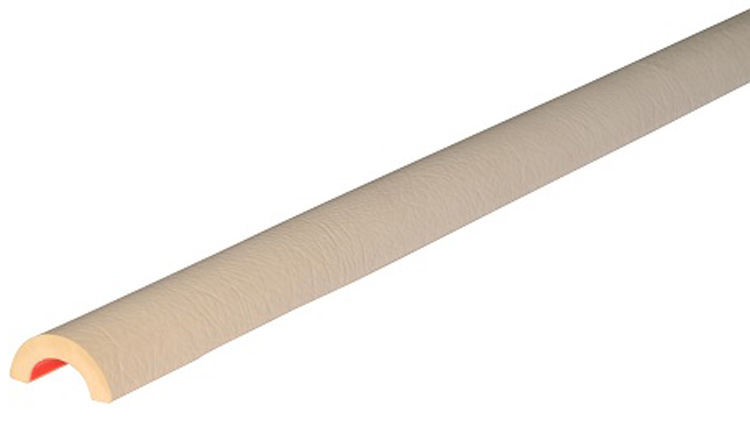 Knuffi Rohrschutz Profil Typ R30 Ø 30 mm weiß PU - 1,00 m Standard Warnschutz Profil Rohrleitung schmal aus Polyurethan - Rohrprofil einfarbig mit selbstklebenden Kanten (SM-PR-10318) Bild-01