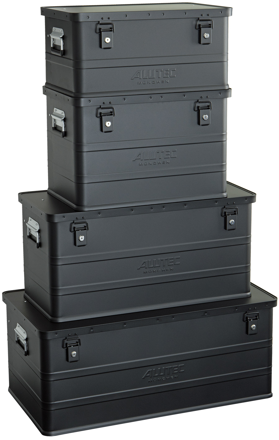 Alutec Alubox Alukiste Classic BLACK Aluminiumbox schwarz mit 2 Zylinderschlössern (AT-C-11048BLACK) Bild-01