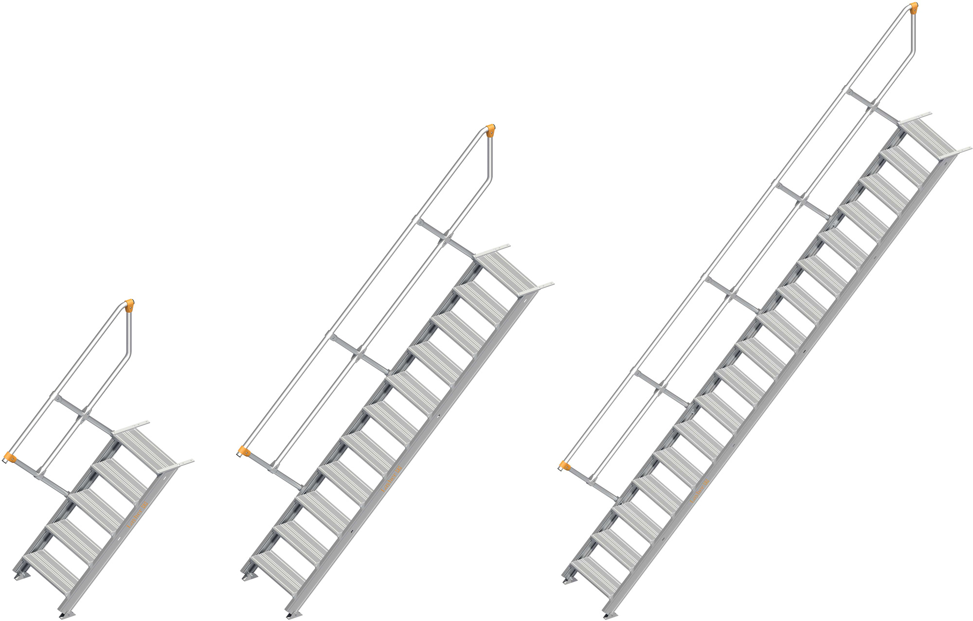 Layher Treppe 45° - 600 mm breit - mit einem Handlauf