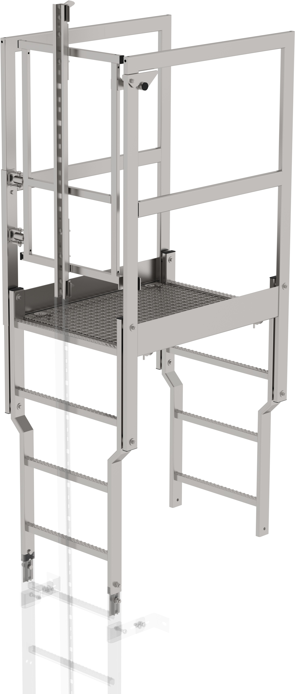 Günzburger Edelstahl Attika-Überstieg mit Sicherungstüre und Steigschutzschiene